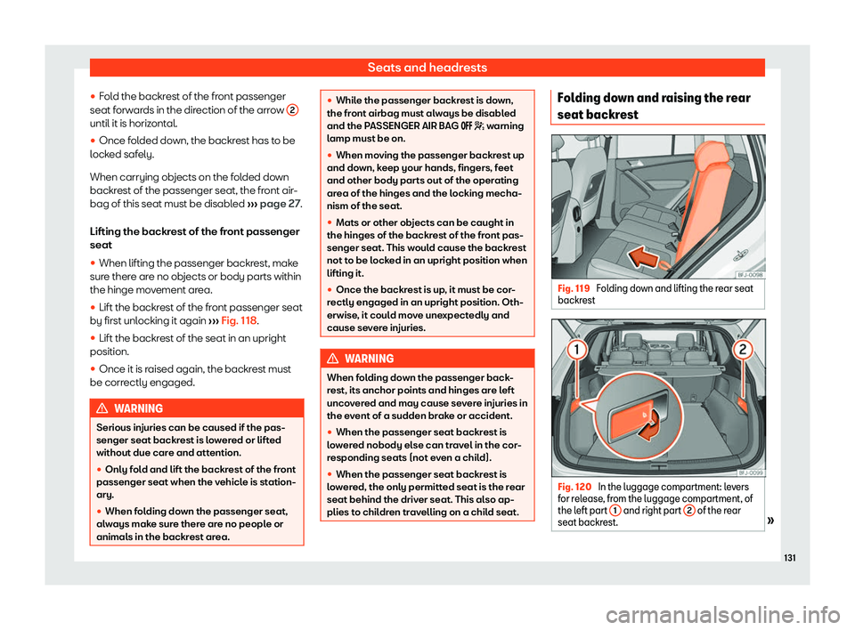 Seat Tarraco 2019  Owners manual Seats and headrests
