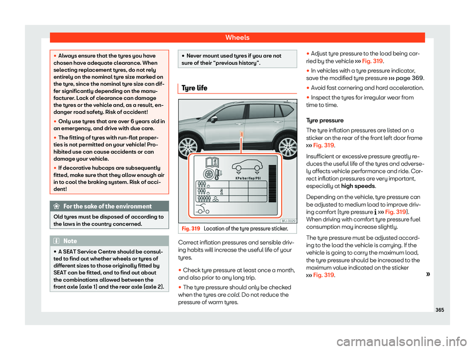Seat Tarraco 2019  Owners manual Wheels
