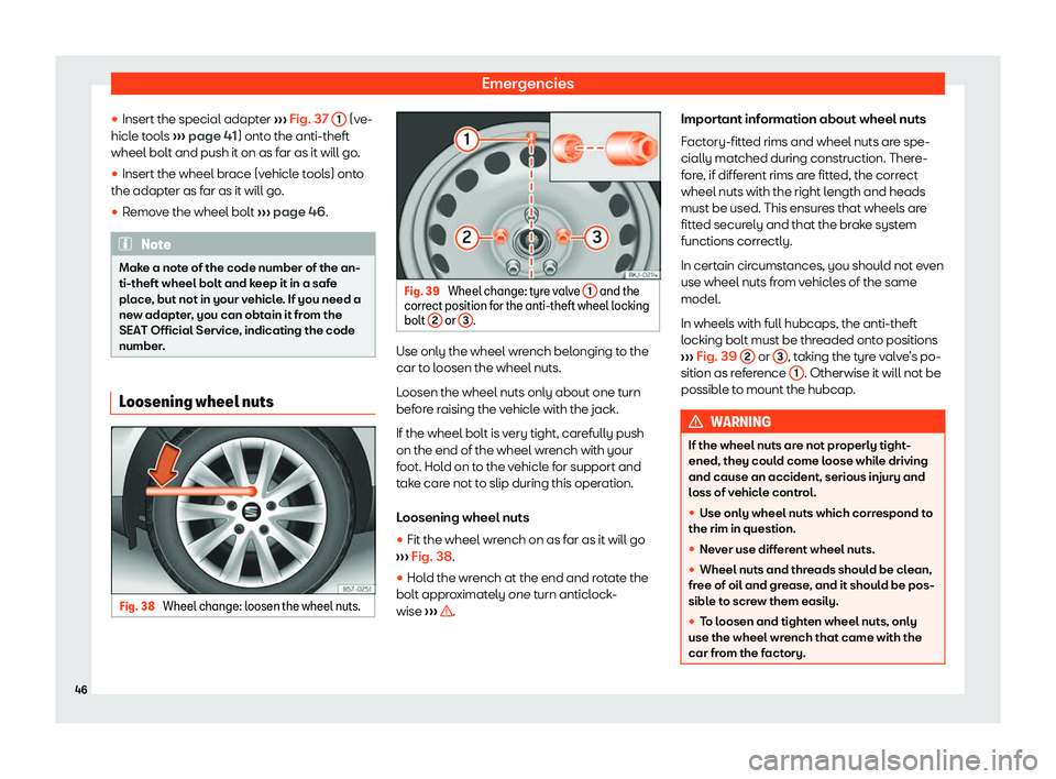 Seat Tarraco 2019 Service Manual Emergencies
