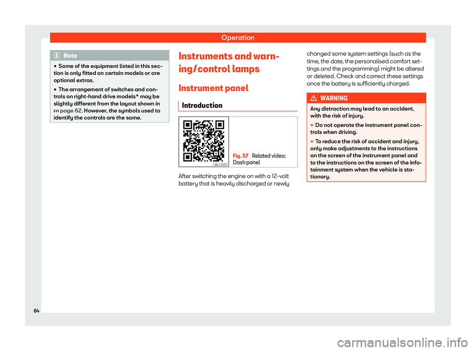 Seat Tarraco 2019 Repair Manual Operation
Note
