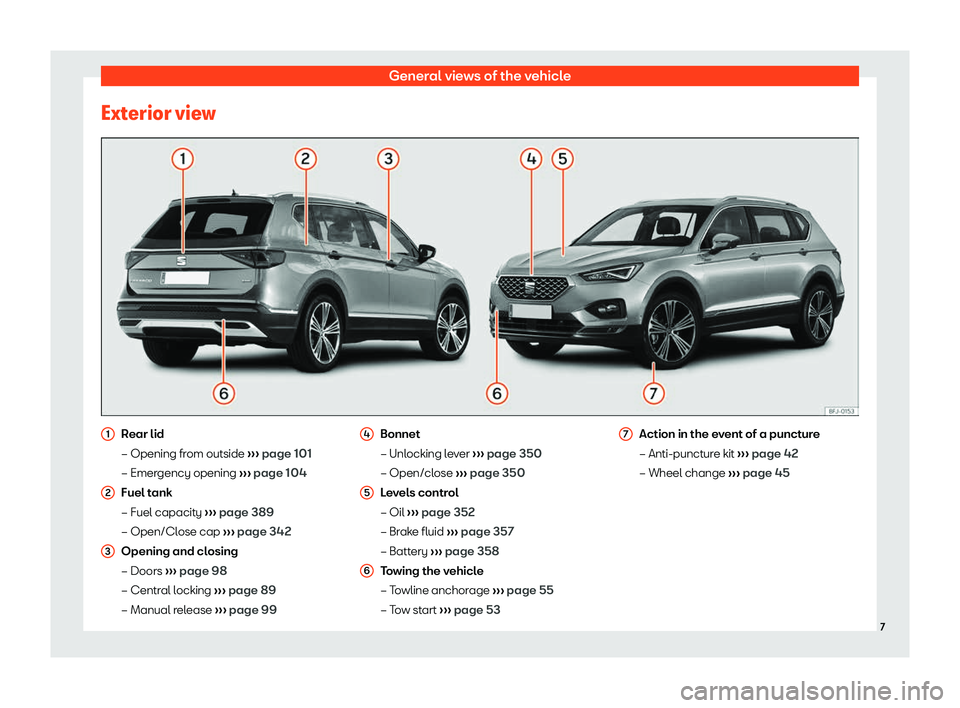 Seat Tarraco 2019  Owners manual General views of the vehicle
Exterior view Rear lid
