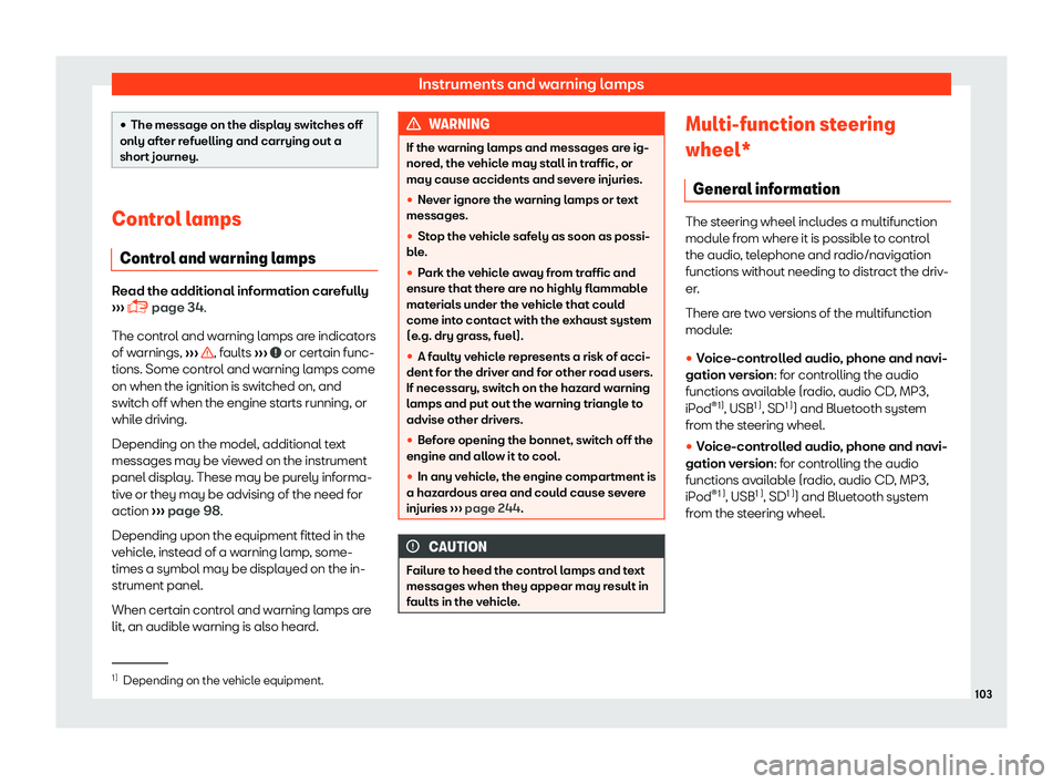 Seat Toledo 2018  Owners manual Instruments and warning lamps
