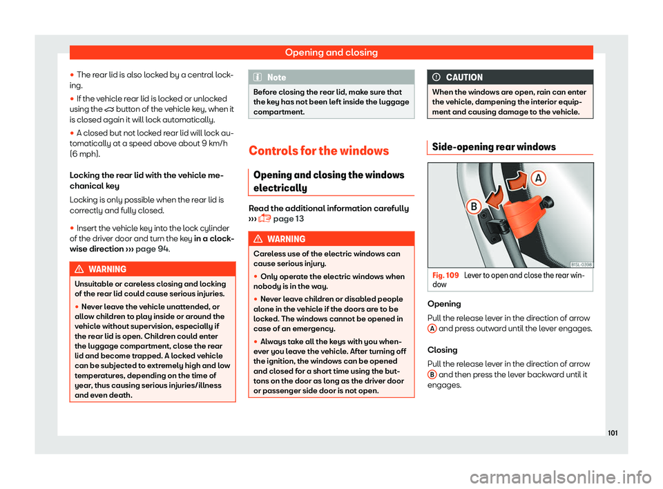 Seat Mii 2018  Owners manual Opening and closing
