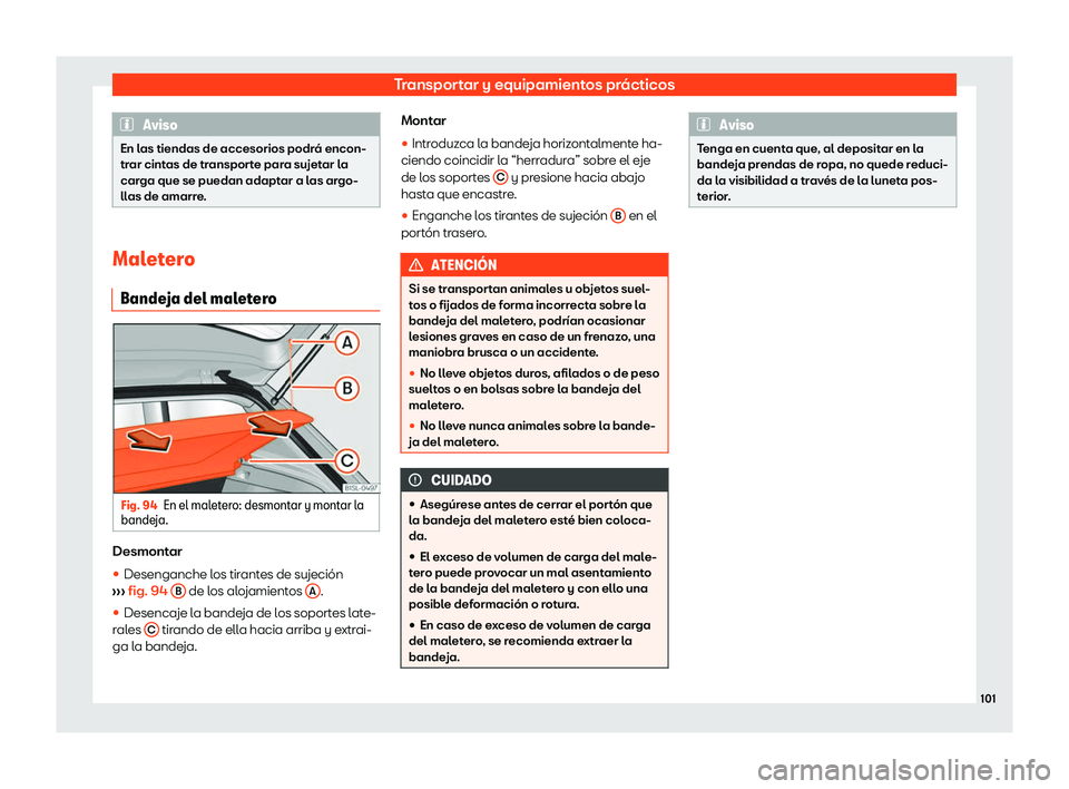 Seat Mii electric 2020  Manual de instrucciones (in Spanish) Transportar y equipamientos pr