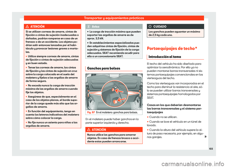 Seat Mii electric 2020  Manual de instrucciones (in Spanish) Transportar y equipamientos pr