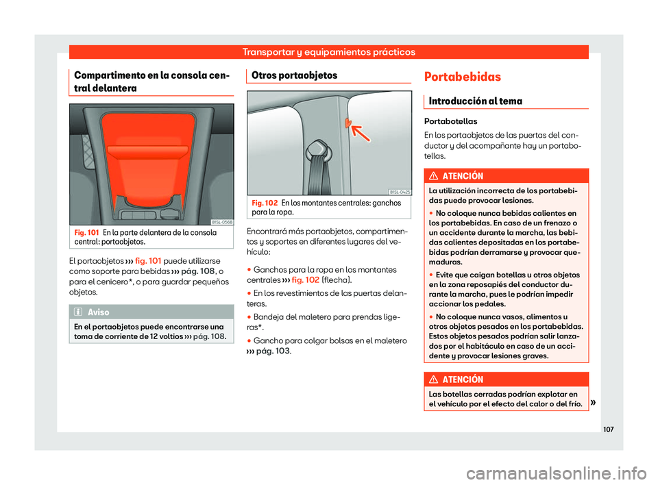 Seat Mii electric 2020  Manual de instrucciones (in Spanish) Transportar y equipamientos pr