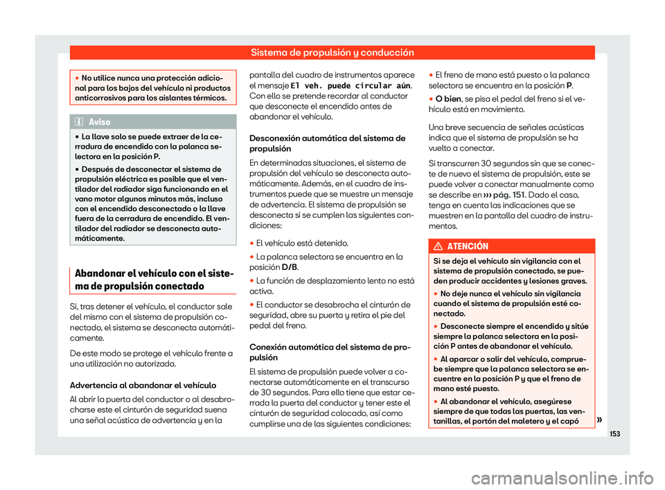 Seat Mii electric 2020 Manual de instrucciones (in Spanish) Sistema de propulsi Seat Mii electric 2020 Manual de instrucciones (in Spanish) Sistema de propulsi