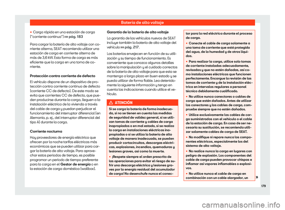 Seat Mii electric 2020 Manual de instrucciones (in Spanish) Bater Seat Mii electric 2020 Manual de instrucciones (in Spanish) Bater