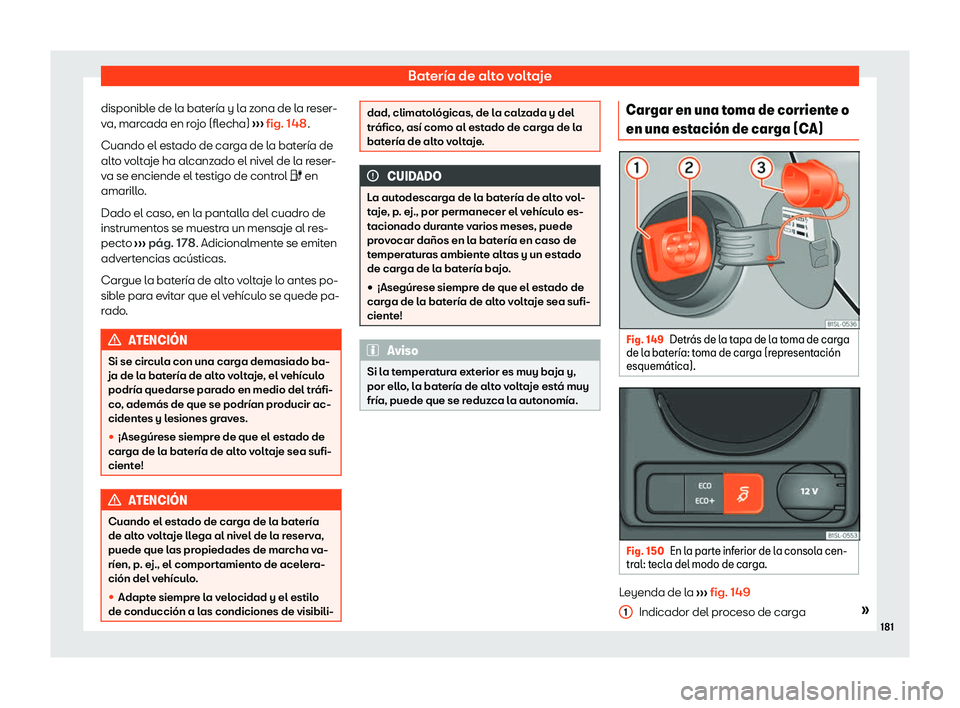 Seat Mii electric 2020 Manual de instrucciones (in Spanish) Bater Seat Mii electric 2020 Manual de instrucciones (in Spanish) Bater