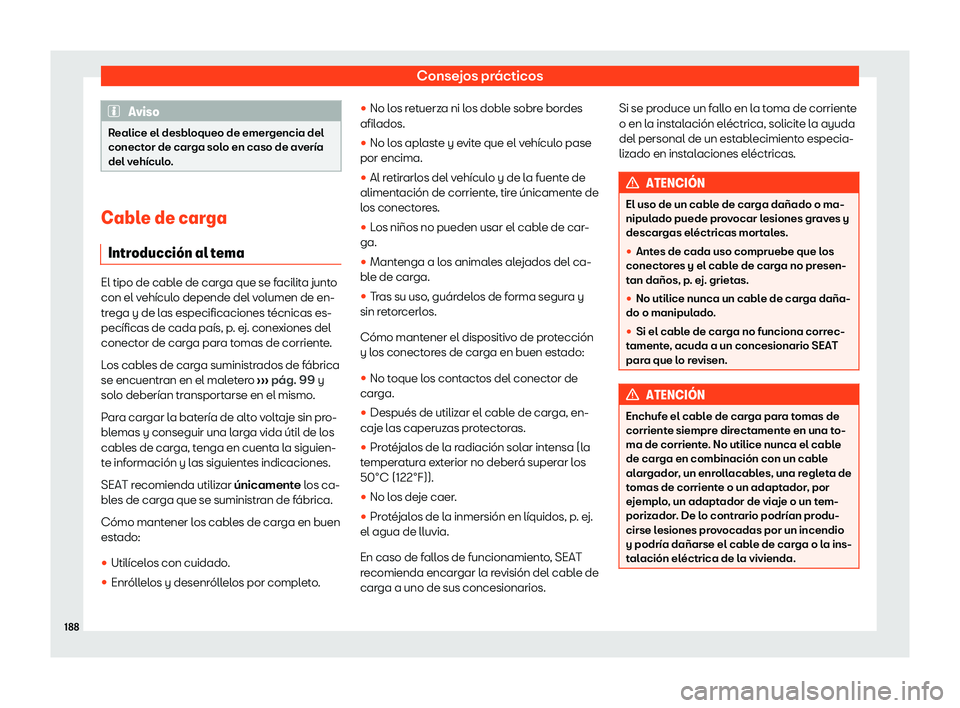 Seat Mii electric 2020 Manual de instrucciones (in Spanish) Consejos pr Seat Mii electric 2020 Manual de instrucciones (in Spanish) Consejos pr
