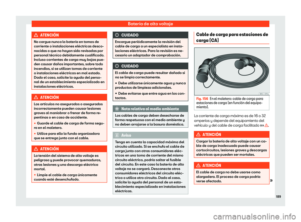 Seat Mii electric 2020 Manual de instrucciones (in Spanish) Bater Seat Mii electric 2020 Manual de instrucciones (in Spanish) Bater