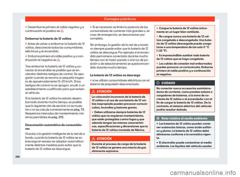 Seat Mii electric 2020 Manual de instrucciones (in Spanish) Consejos pr Seat Mii electric 2020 Manual de instrucciones (in Spanish) Consejos pr