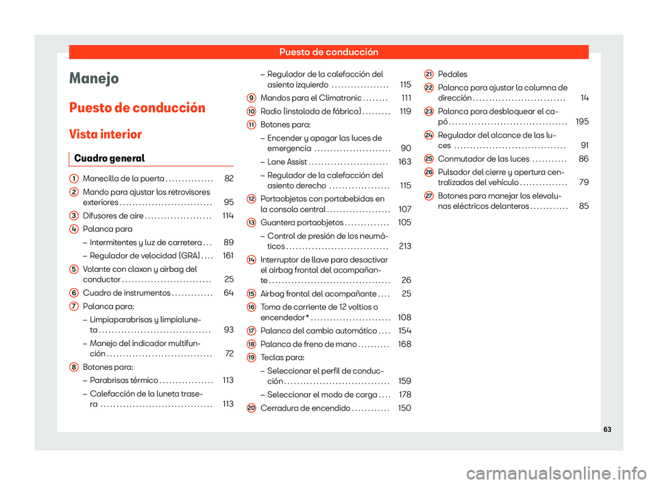 Seat Mii electric 2020  Manual de instrucciones (in Spanish) Puesto de conducci