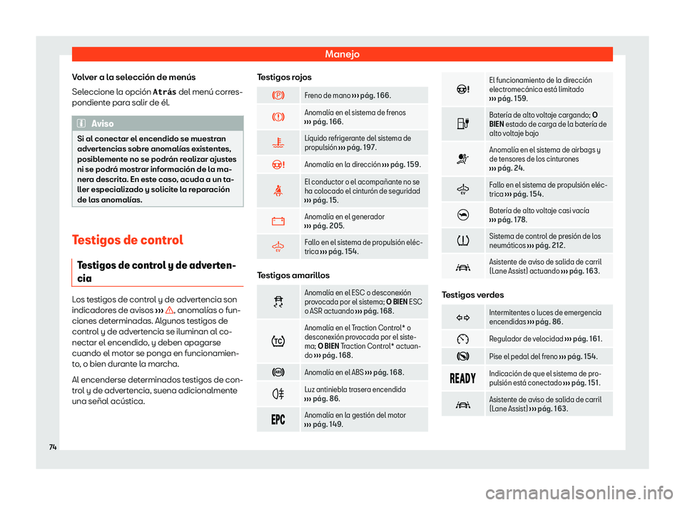 Seat Mii electric 2020  Manual de instrucciones (in Spanish) Manejo
Volver a la selecci