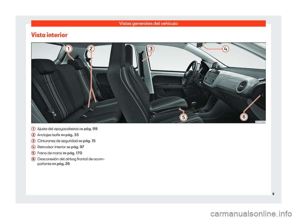 Seat Mii electric 2019  Manual de instrucciones (in Spanish) Vistas generales del veh