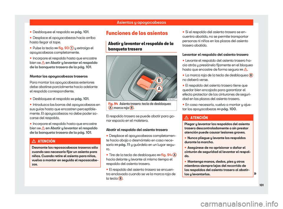 Seat Mii electric 2019  Manual de instrucciones (in Spanish) Asientos y apoyacabezas
