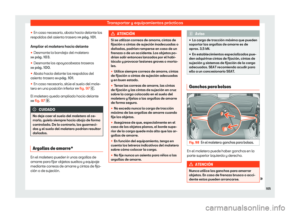 Seat Mii electric 2019  Manual de instrucciones (in Spanish) Transportar y equipamientos pr