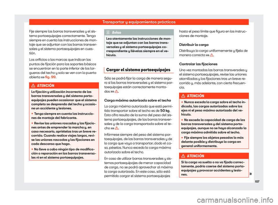 Seat Mii electric 2019  Manual de instrucciones (in Spanish) Transportar y equipamientos pr