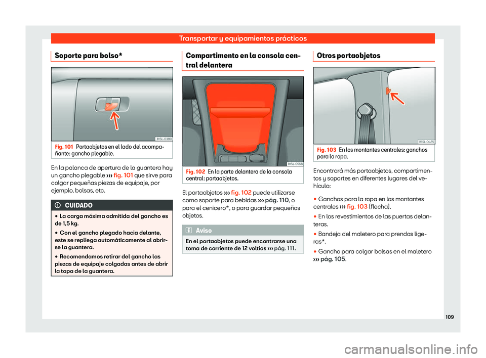 Seat Mii electric 2019  Manual de instrucciones (in Spanish) Transportar y equipamientos pr