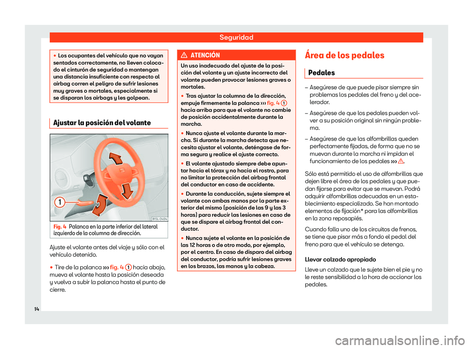Seat Mii electric 2019  Manual de instrucciones (in Spanish) Seguridad
