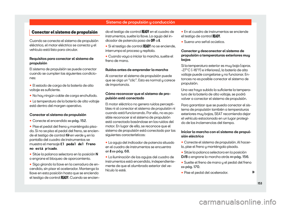 Seat Mii electric 2019 Manual de instrucciones (in Spanish) Sistema de propulsi Seat Mii electric 2019 Manual de instrucciones (in Spanish) Sistema de propulsi