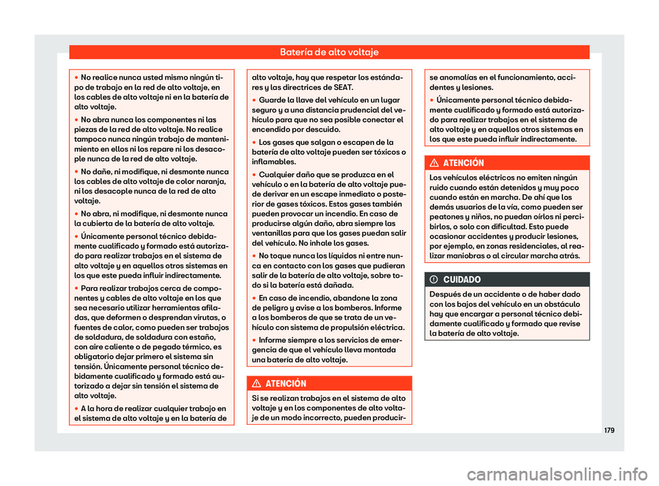 Seat Mii electric 2019 Manual de instrucciones (in Spanish) Bater Seat Mii electric 2019 Manual de instrucciones (in Spanish) Bater
