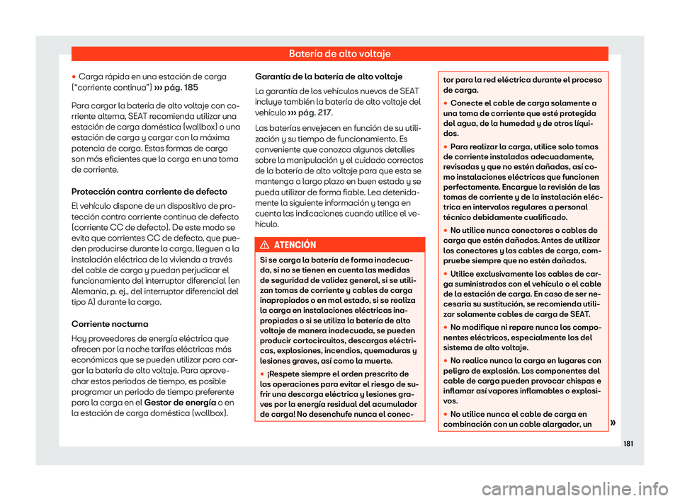Seat Mii electric 2019 Manual de instrucciones (in Spanish) Bater Seat Mii electric 2019 Manual de instrucciones (in Spanish) Bater