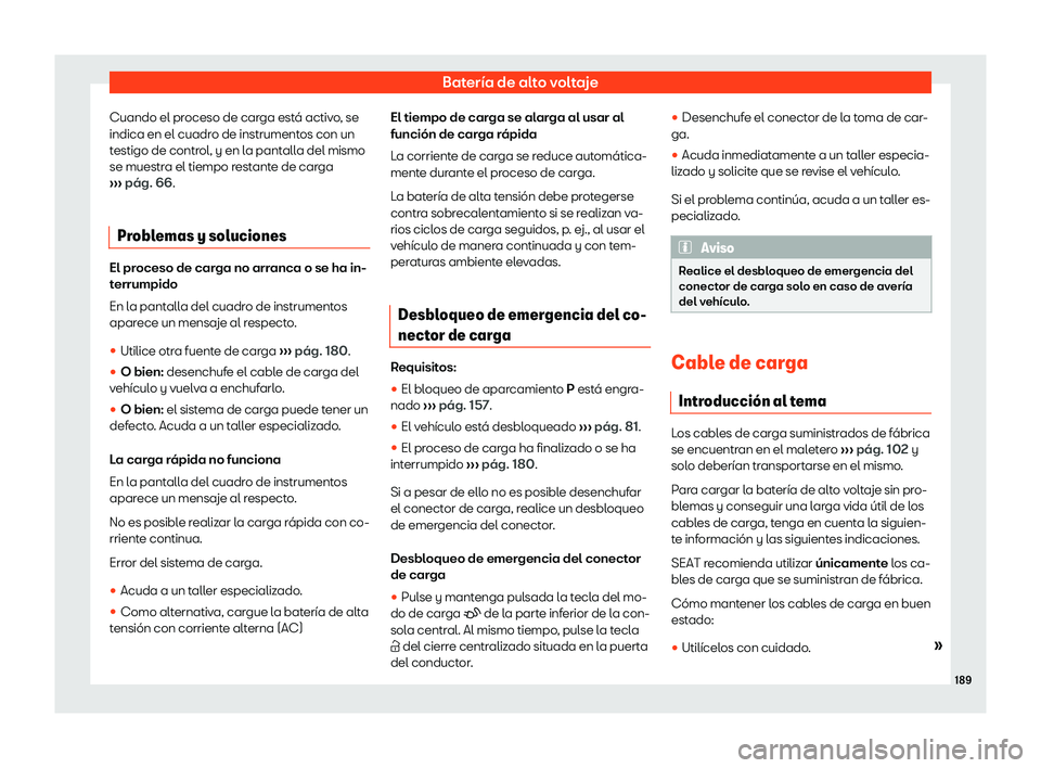 Seat Mii electric 2019 Manual de instrucciones (in Spanish) Bater Seat Mii electric 2019 Manual de instrucciones (in Spanish) Bater