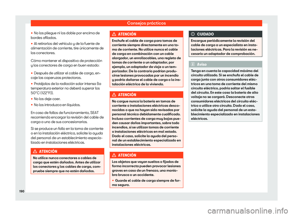 Seat Mii electric 2019 Manual de instrucciones (in Spanish) Consejos pr Seat Mii electric 2019 Manual de instrucciones (in Spanish) Consejos pr