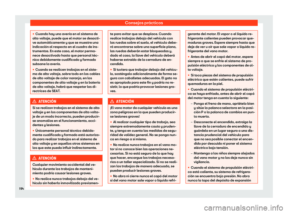 Seat Mii electric 2019 Manual de instrucciones (in Spanish) Consejos pr Seat Mii electric 2019 Manual de instrucciones (in Spanish) Consejos pr