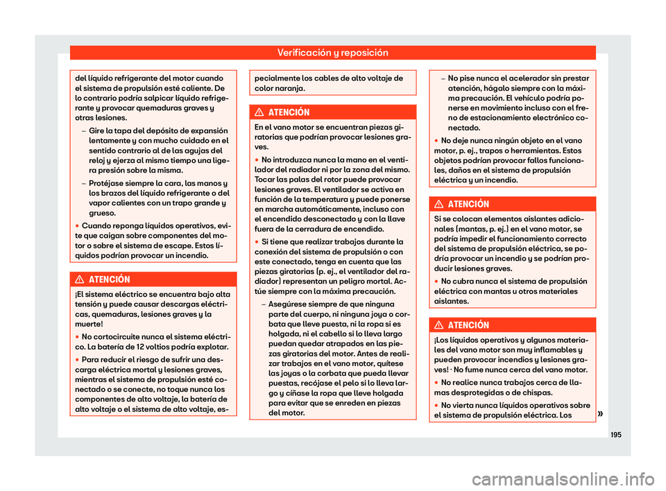 Seat Mii electric 2019 Manual de instrucciones (in Spanish) Verificaci Seat Mii electric 2019 Manual de instrucciones (in Spanish) Verificaci