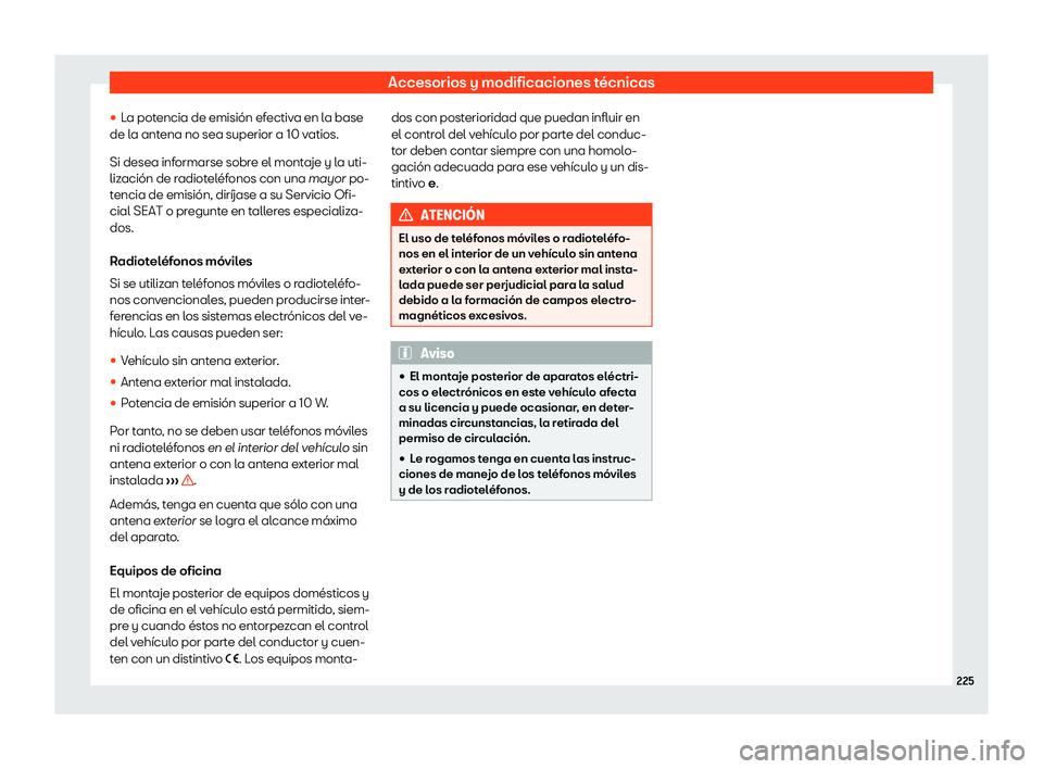 Seat Mii electric 2019 Manual de instrucciones (in Spanish) Accesorios y modificaciones t Seat Mii electric 2019 Manual de instrucciones (in Spanish) Accesorios y modificaciones t