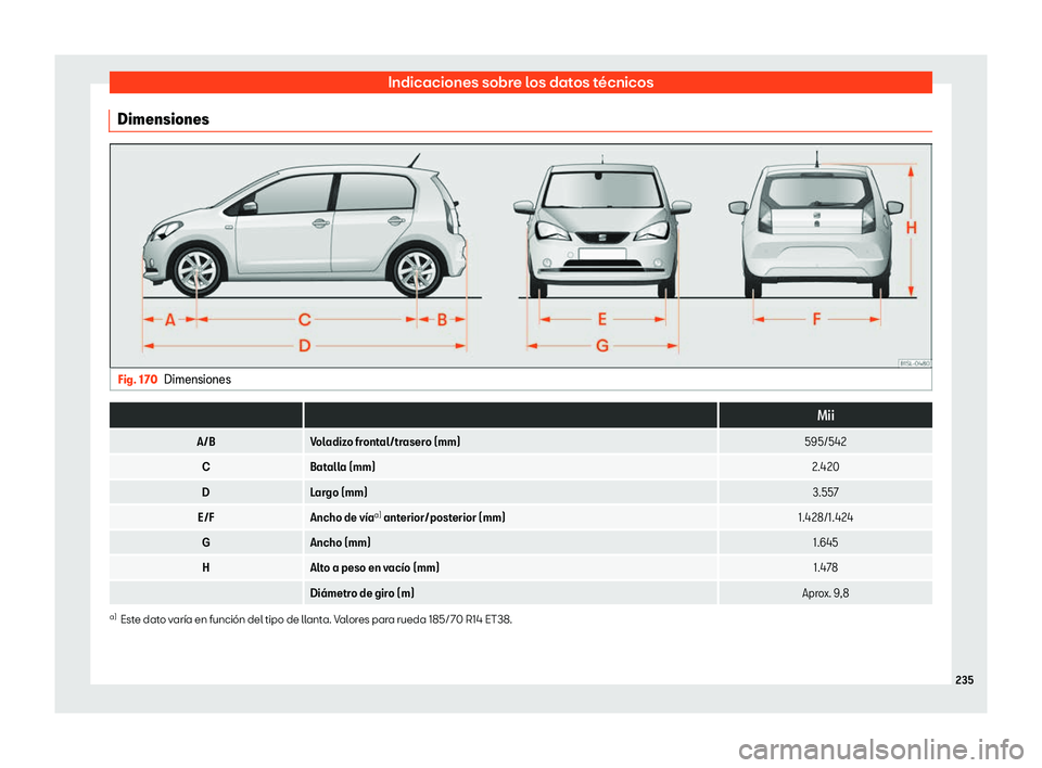 Seat Mii electric 2019 Manual de instrucciones (in Spanish) Indicaciones sobre los datos t Seat Mii electric 2019 Manual de instrucciones (in Spanish) Indicaciones sobre los datos t