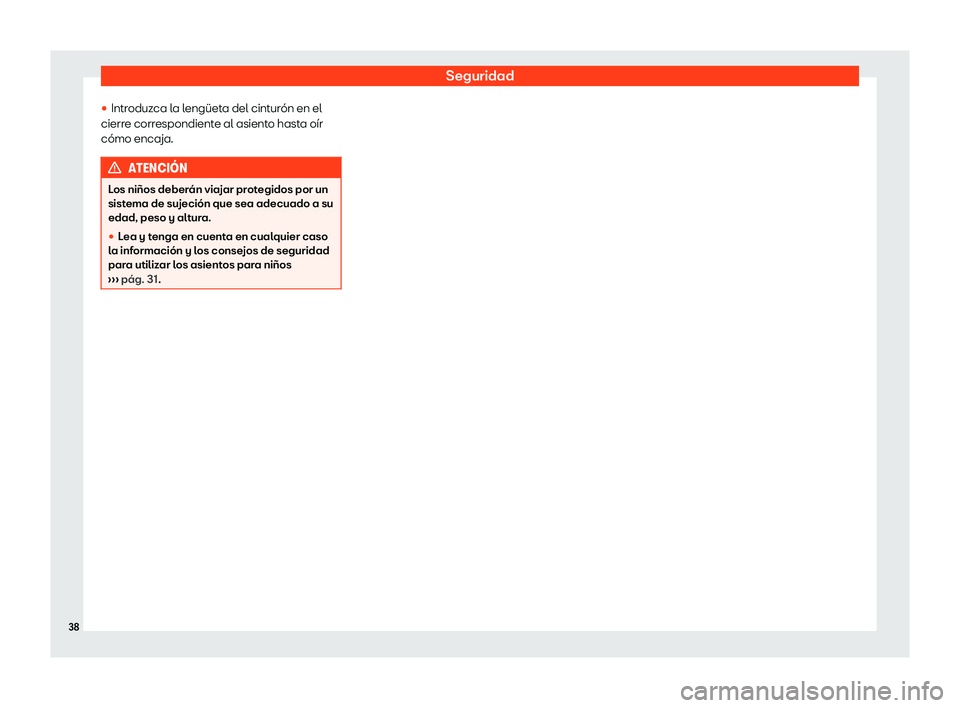 Seat Mii electric 2019  Manual de instrucciones (in Spanish) Seguridad
