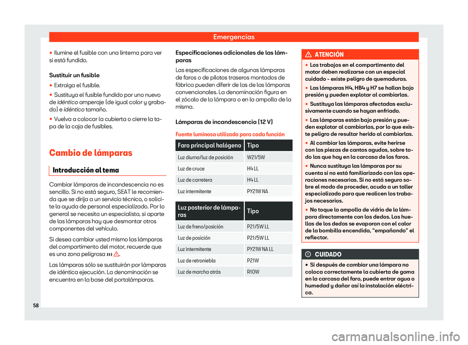 Seat Mii electric 2019  Manual de instrucciones (in Spanish) Emergencias
