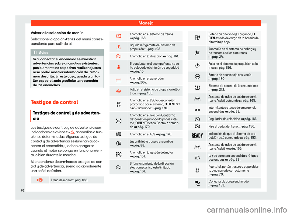 Seat Mii electric 2019  Manual de instrucciones (in Spanish) Manejo
Volver a la selecci
