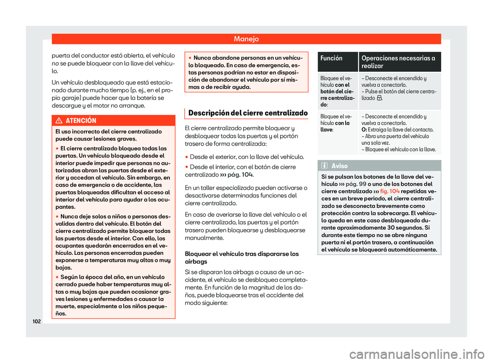 Seat Mii electric 2018  Manual de instrucciones (in Spanish) Manejo
puerta del conductor est