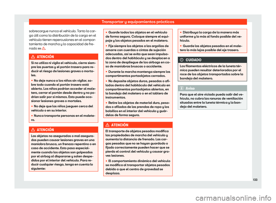 Seat Mii electric 2018  Manual de instrucciones (in Spanish) Transportar y equipamientos pr