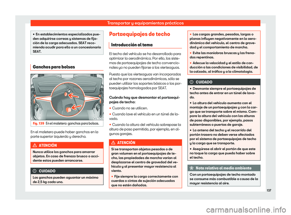 Seat Mii electric 2018  Manual de instrucciones (in Spanish) Transportar y equipamientos pr