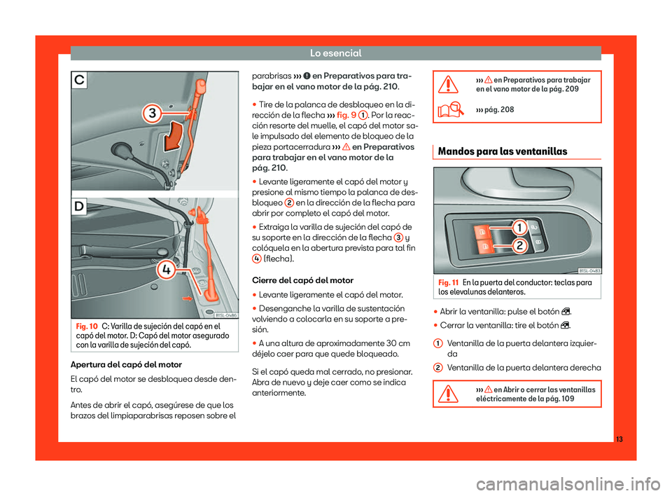 Seat Mii electric 2018  Manual de instrucciones (in Spanish) Lo esencial
Fig. 10
C: Varilla de sujeci