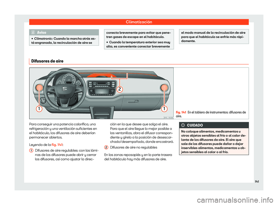 Seat Mii electric 2018  Manual de instrucciones (in Spanish) Climatizaci
