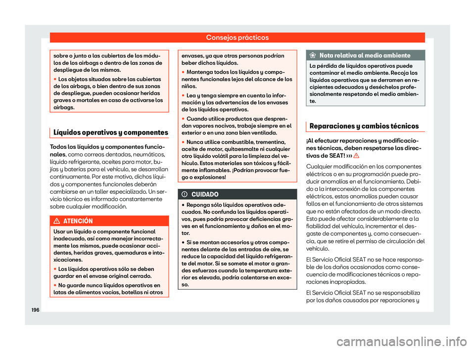 Seat Mii electric 2018 Manual de instrucciones (in Spanish) Consejos pr Seat Mii electric 2018 Manual de instrucciones (in Spanish) Consejos pr