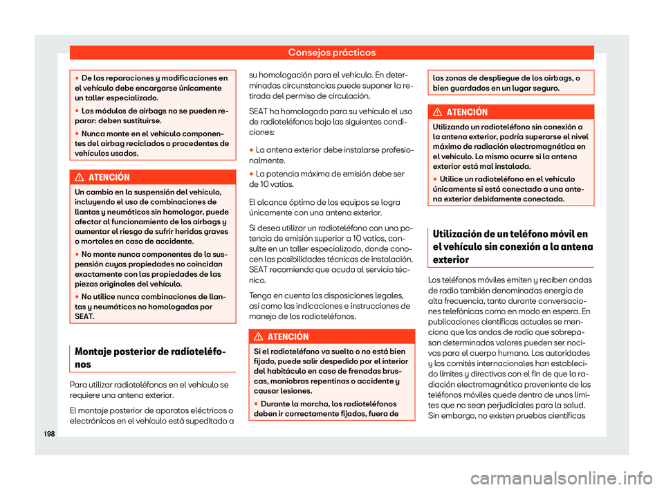 Seat Mii electric 2018 Manual de instrucciones (in Spanish) Consejos pr Seat Mii electric 2018 Manual de instrucciones (in Spanish) Consejos pr