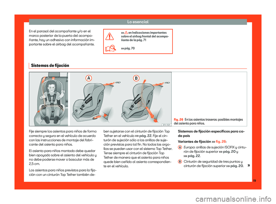 Seat Mii electric 2018  Manual de instrucciones (in Spanish) Lo esencial
En el parasol del acompa
