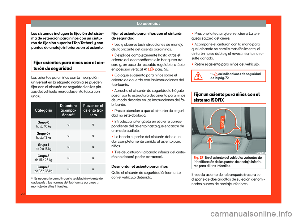 Seat Mii electric 2018  Manual de instrucciones (in Spanish) Lo esencial
Los sistemas incluyen la fijaci