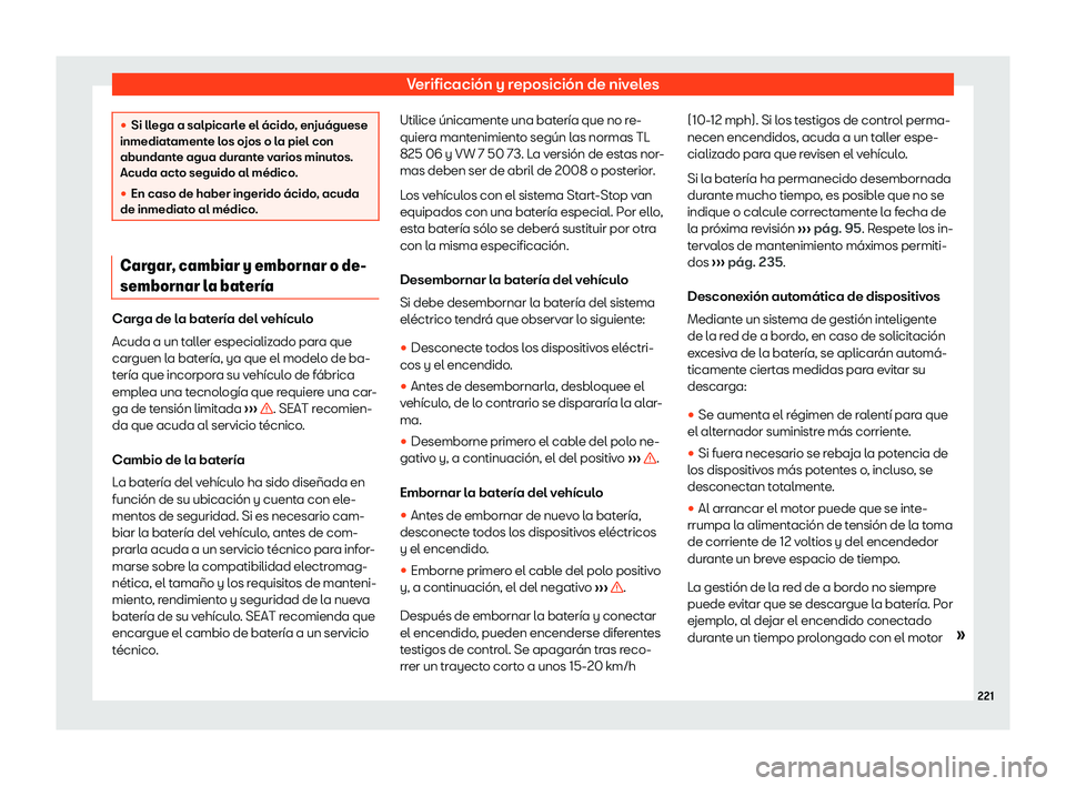 Seat Mii electric 2018 Manual de instrucciones (in Spanish) Verificaci Seat Mii electric 2018 Manual de instrucciones (in Spanish) Verificaci