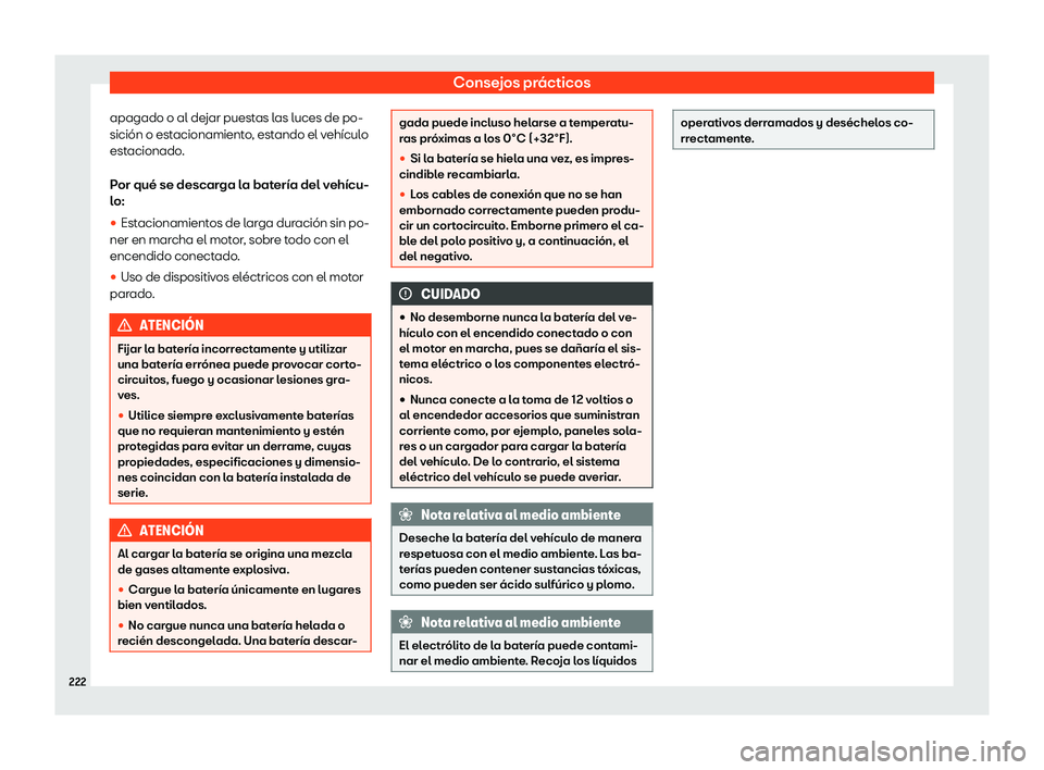 Seat Mii electric 2018 Manual de instrucciones (in Spanish) Consejos pr Seat Mii electric 2018 Manual de instrucciones (in Spanish) Consejos pr