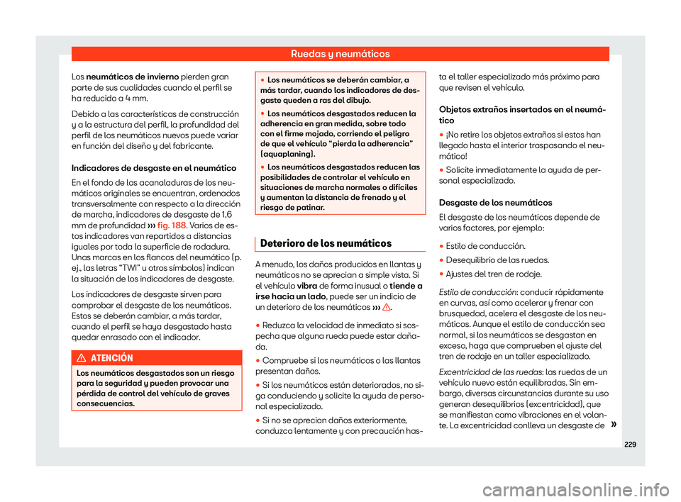 Seat Mii electric 2018  Manual de instrucciones (in Spanish) Ruedas y neum