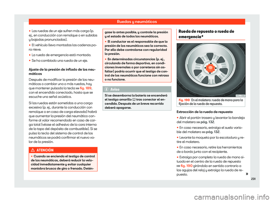Seat Mii electric 2018  Manual de instrucciones (in Spanish) Ruedas y neum