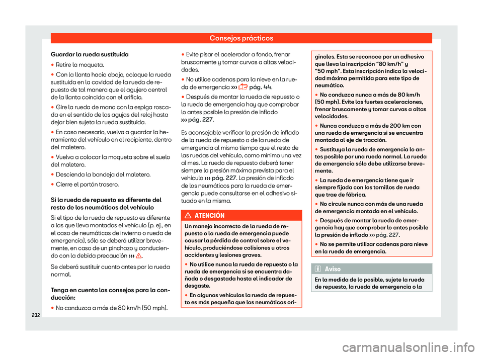 Seat Mii electric 2018  Manual de instrucciones (in Spanish) Consejos pr